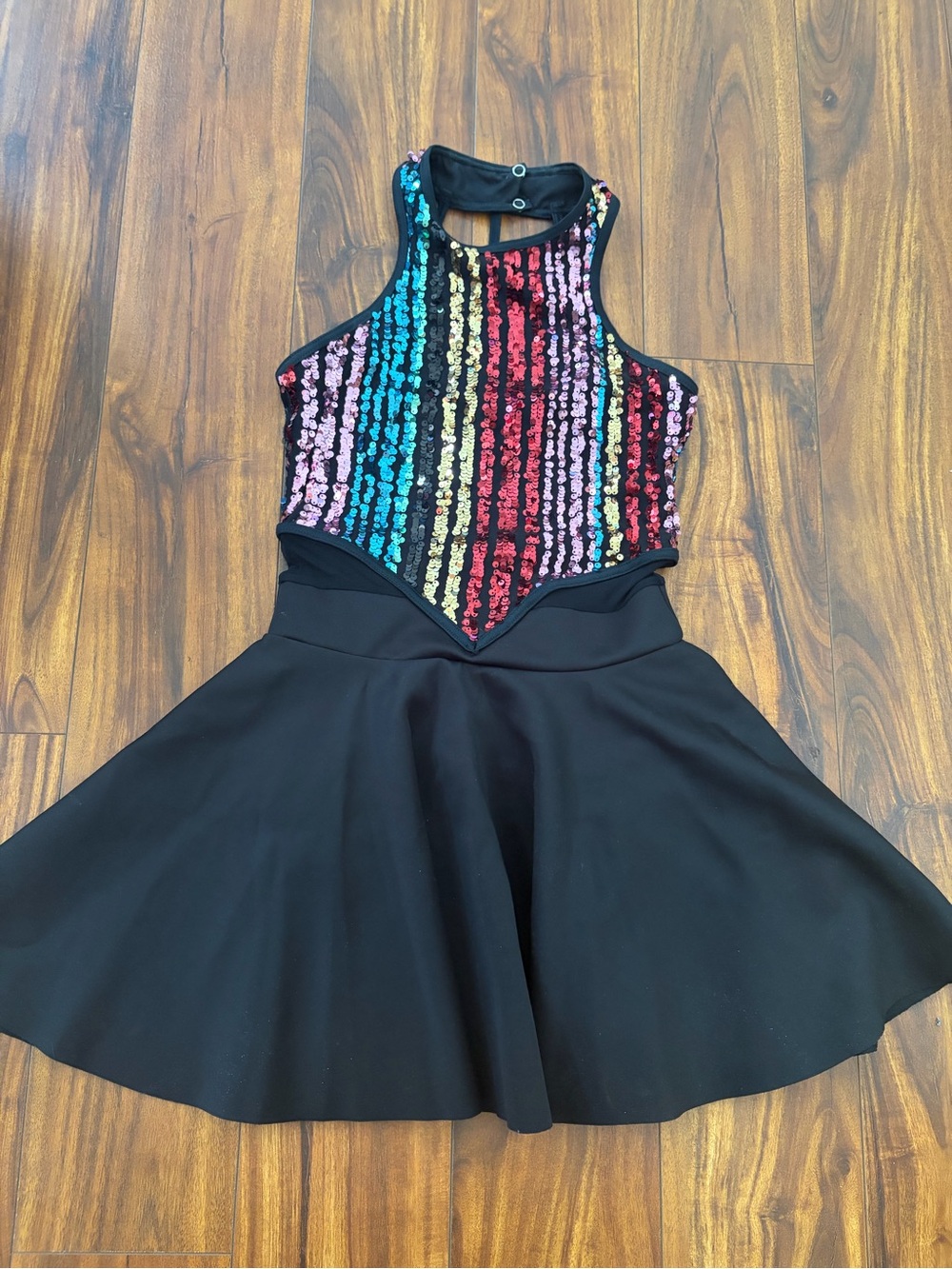Weissman Black Dance Dress Multicolor Sequin Bodice Women’s Small Nearly New